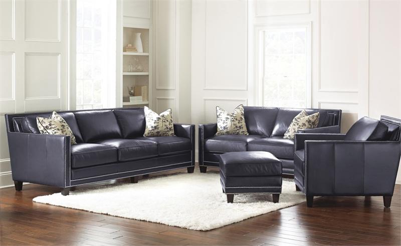 Navy leather living clearance room set